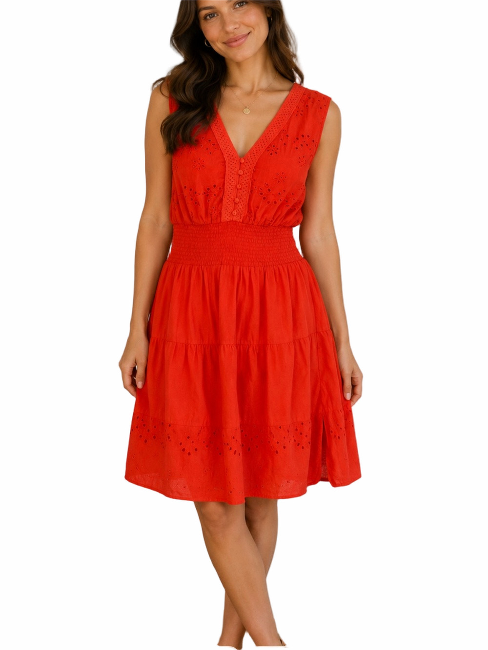 Kings Road Red Sleeveless Midi Dress XL Classic Minimalist Workwear Chic - Picture 2 of 15